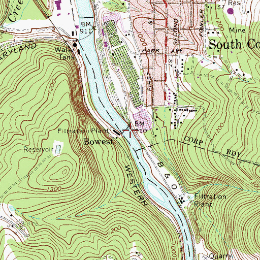 Topographic Map of Bowest, PA