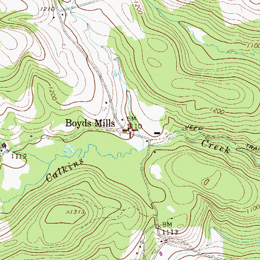 Topographic Map of Boyds Mills, PA