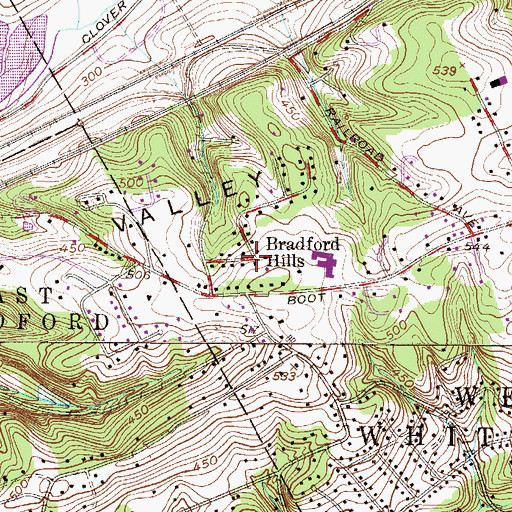 Topographic Map of Bradford Hills, PA