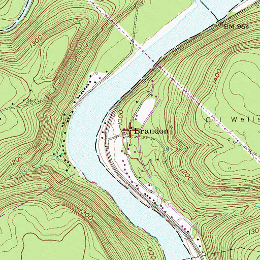 Topographic Map of Brandon, PA