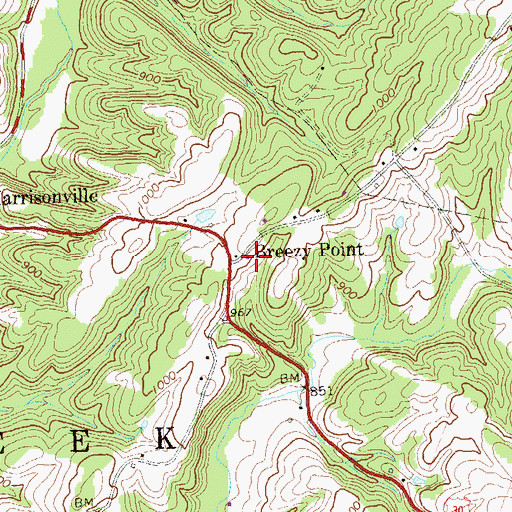 Topographic Map of Breezy Point, PA