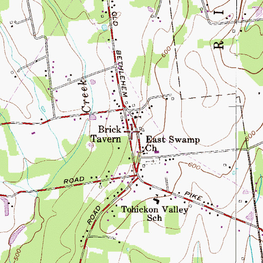 Topographic Map of Brick Tavern, PA