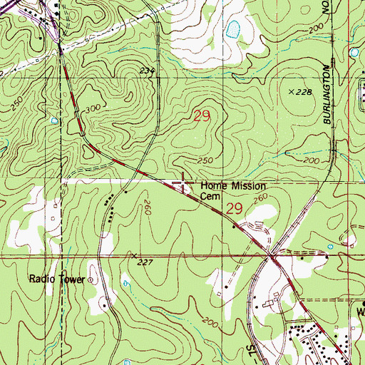 Topographic Map of Home Mission Cemetery, AL