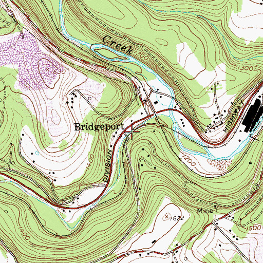 Topographic Map of Bridgeport, PA