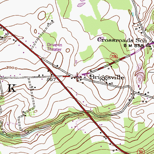 Topographic Map of Briggsville, PA