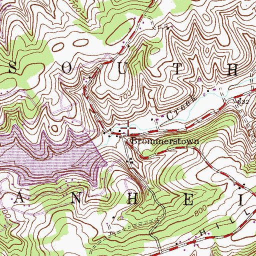Topographic Map of Brommerstown, PA