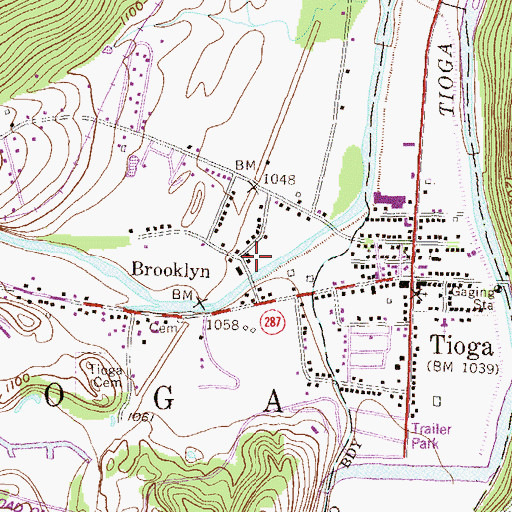 Topographic Map of Brooklyn, PA