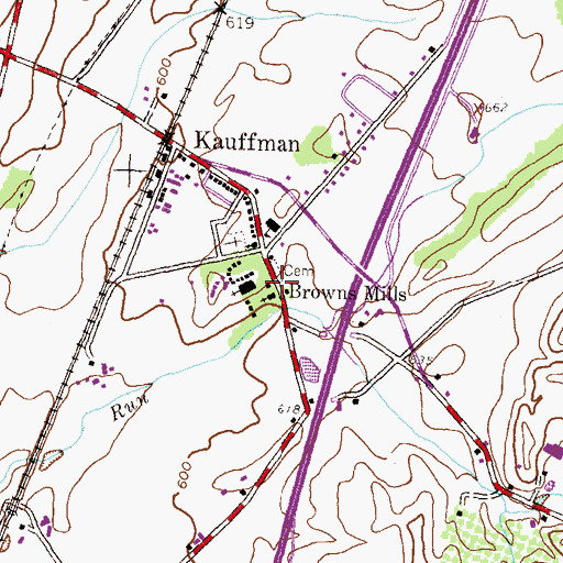 Topographic Map of Brown Mills, PA