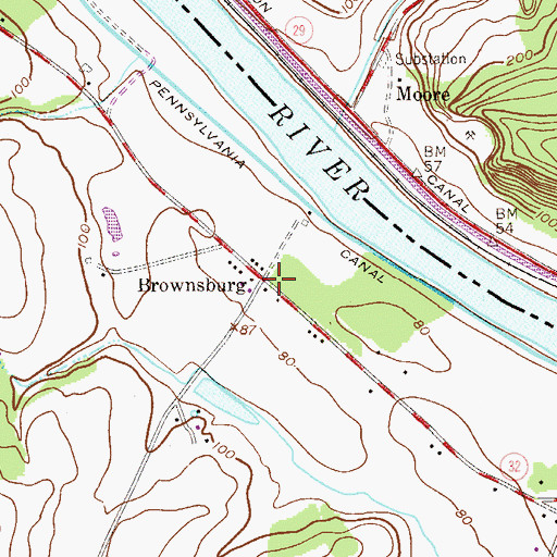 Topographic Map of Brownsburg, PA