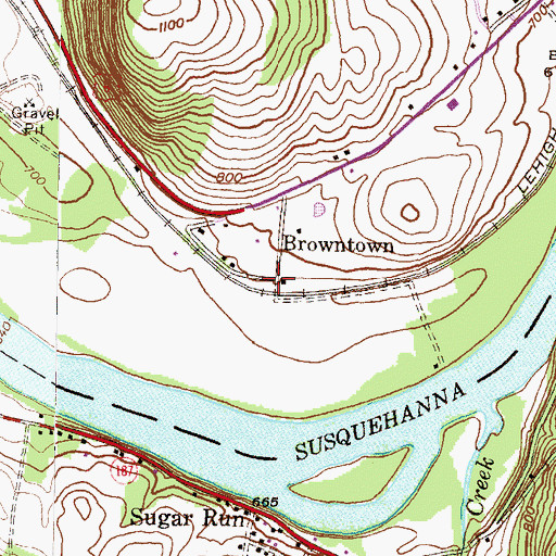 Topographic Map of Browntown, PA