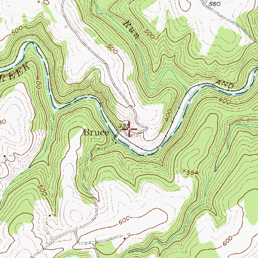 Topographic Map of Bruce, PA