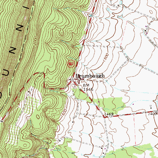 Topographic Map of Brumbaugh, PA