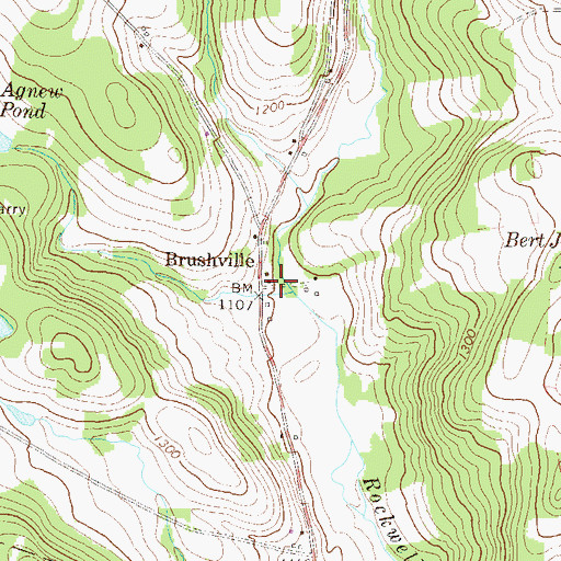Topographic Map of Brushville, PA