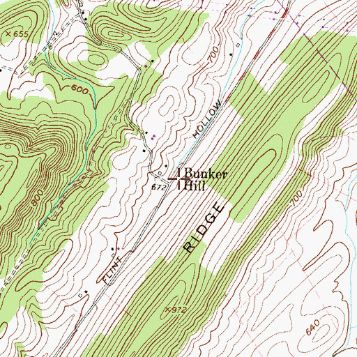 Topographic Map of Bunker Hill, PA