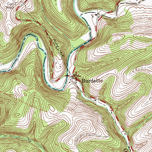 Topographic Map of Burdette, PA