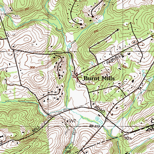 Topographic Map of Burnt Mills, PA