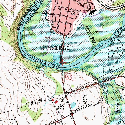 Topographic Map of Burrell, PA