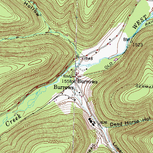 Topographic Map of Burrows, PA