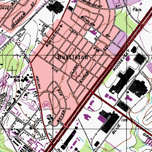 Topographic Map of Bustleton, PA