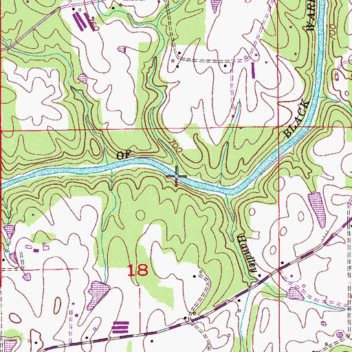 Topographic Map of Honey Branch, AL