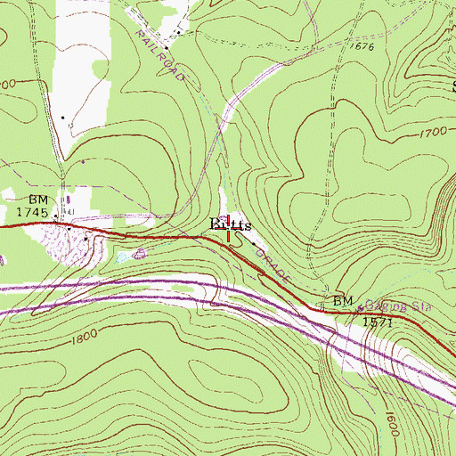 Topographic Map of Butts, PA