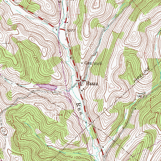 Topographic Map of Buzz, PA