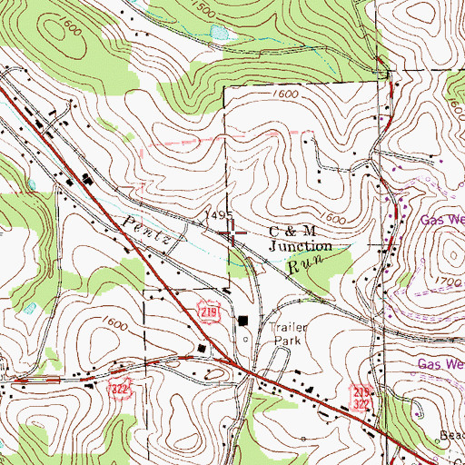 Topographic Map of C and M Junction, PA