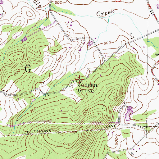 Topographic Map of Canaan Grove, PA