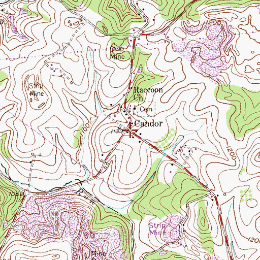 Topographic Map of Candor, PA
