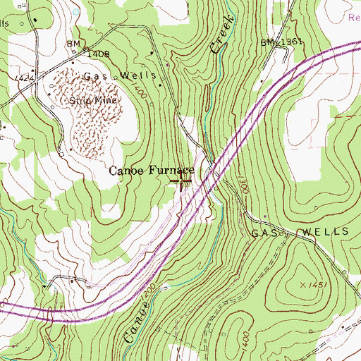 Topographic Map of Canoe Furnace, PA