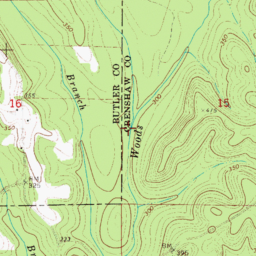 Topographic Map of Honey Creek, AL