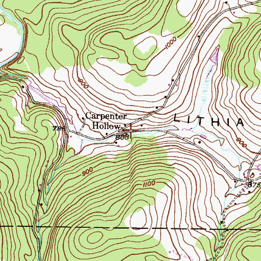 Topographic Map of Carpenter Hollow, PA