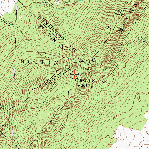 Topographic Map of Carrick Valley, PA