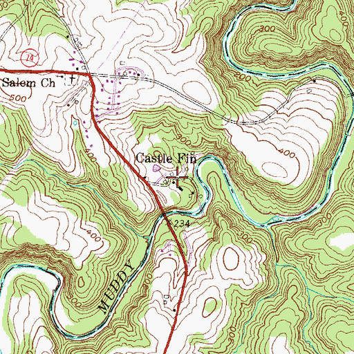 Topographic Map of Castle Fin, PA
