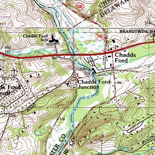 Topographic Map of Chadds Ford Junction, PA