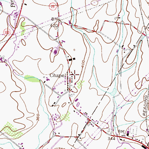 Topographic Map of Chapel, PA