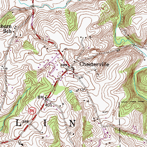 Topographic Map of Chesterville, PA