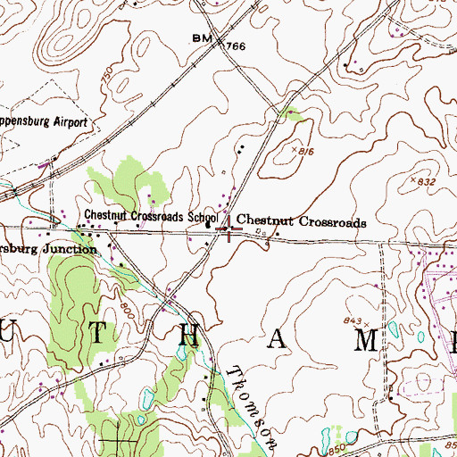 Topographic Map of Chestnut Crossroads, PA