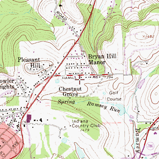 Topographic Map of Chestnut Grove, PA