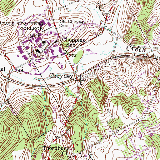 Topographic Map of Cheyney, PA