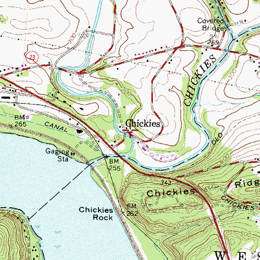 Topographic Map of Chickies, PA