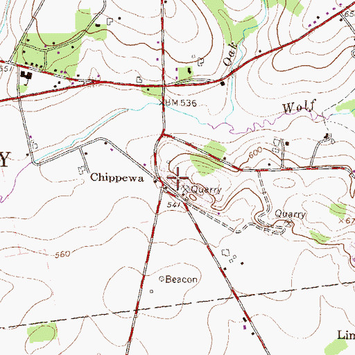 Topographic Map of Chippewa, PA