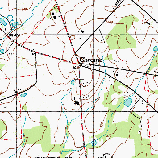 Topographic Map of Chrome, PA