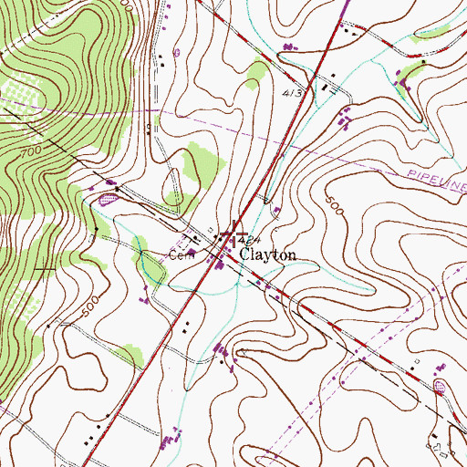 Topographic Map of Clayton, PA