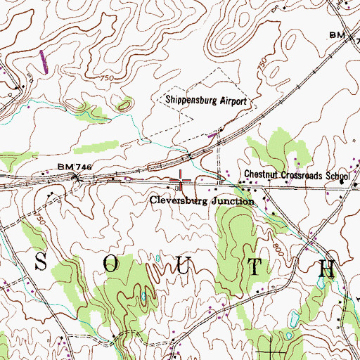 Topographic Map of Cleversburg Junction, PA