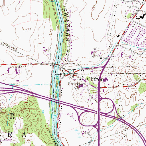 Topographic Map of Clifton, PA