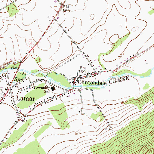Topographic Map of Clintondale, PA