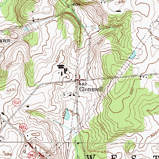 Topographic Map of Clonmell, PA