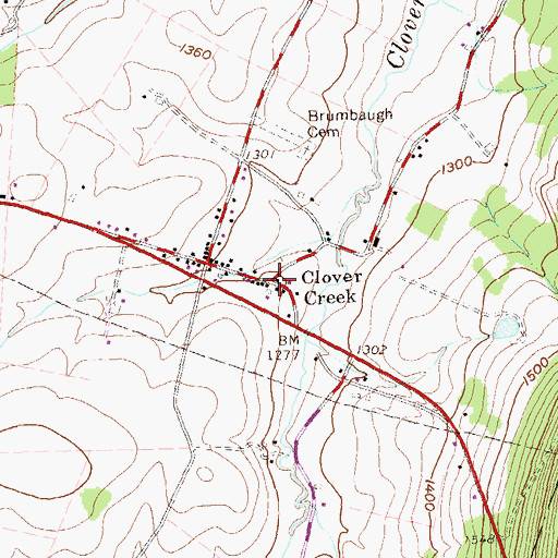 Topographic Map of Clover Creek, PA