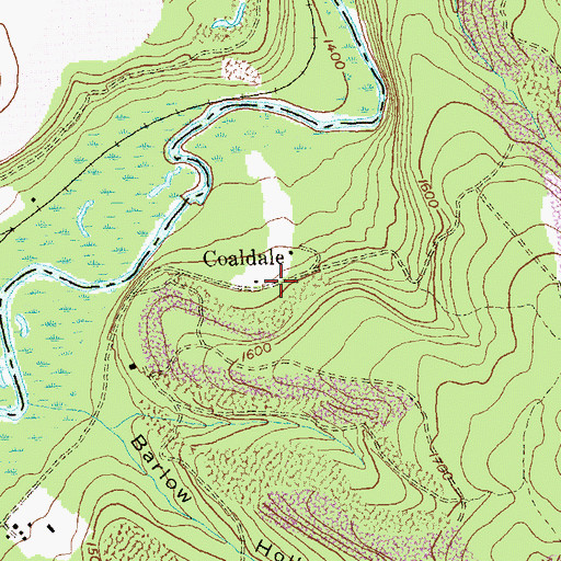 Topographic Map of Coaldale, PA